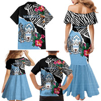 Personalized Botswana Independence Day Family Matching Mermaid Dress and Hawaiian Shirt Coat Of Arms Devils Claw - Wonder Print Shop