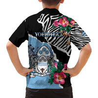 Personalized Botswana Independence Day Family Matching Off The Shoulder Long Sleeve Dress and Hawaiian Shirt Coat Of Arms Devils Claw - Wonder Print Shop
