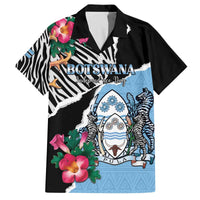 Personalized Botswana Independence Day Family Matching Off The Shoulder Long Sleeve Dress and Hawaiian Shirt Coat Of Arms Devils Claw - Wonder Print Shop