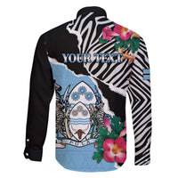 Personalized Botswana Independence Day Family Matching Off The Shoulder Long Sleeve Dress and Hawaiian Shirt Coat Of Arms Devils Claw - Wonder Print Shop