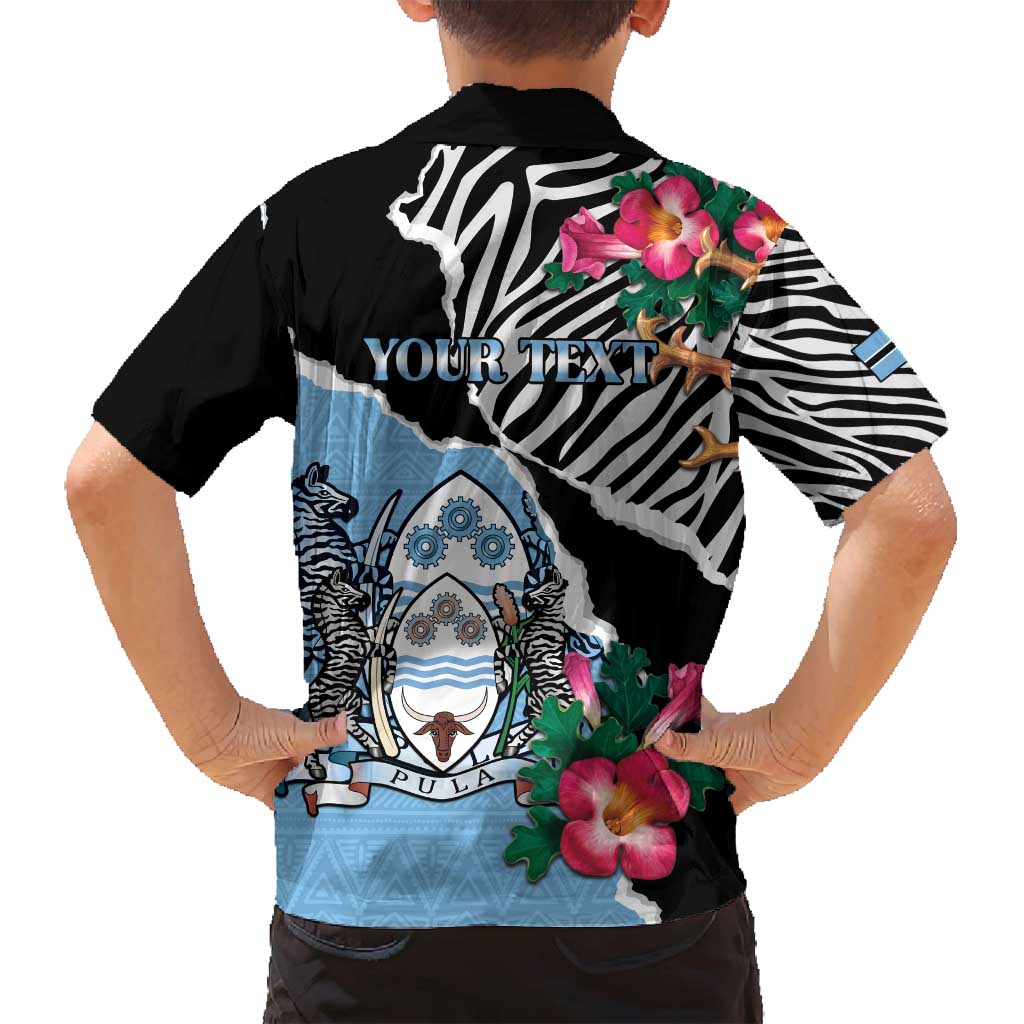Personalized Botswana Independence Day Family Matching Off Shoulder Maxi Dress and Hawaiian Shirt Coat Of Arms Devils Claw - Wonder Print Shop