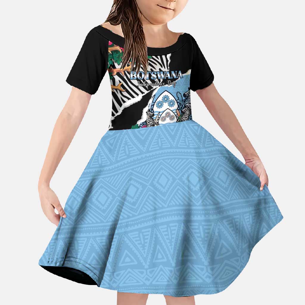 Personalized Botswana Independence Day Family Matching Off Shoulder Maxi Dress and Hawaiian Shirt Coat Of Arms Devils Claw - Wonder Print Shop