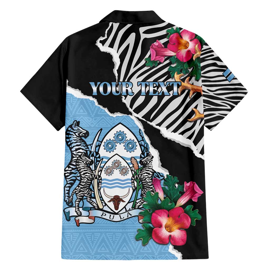 Personalized Botswana Independence Day Family Matching Off Shoulder Short Dress and Hawaiian Shirt Coat Of Arms Devils Claw - Wonder Print Shop