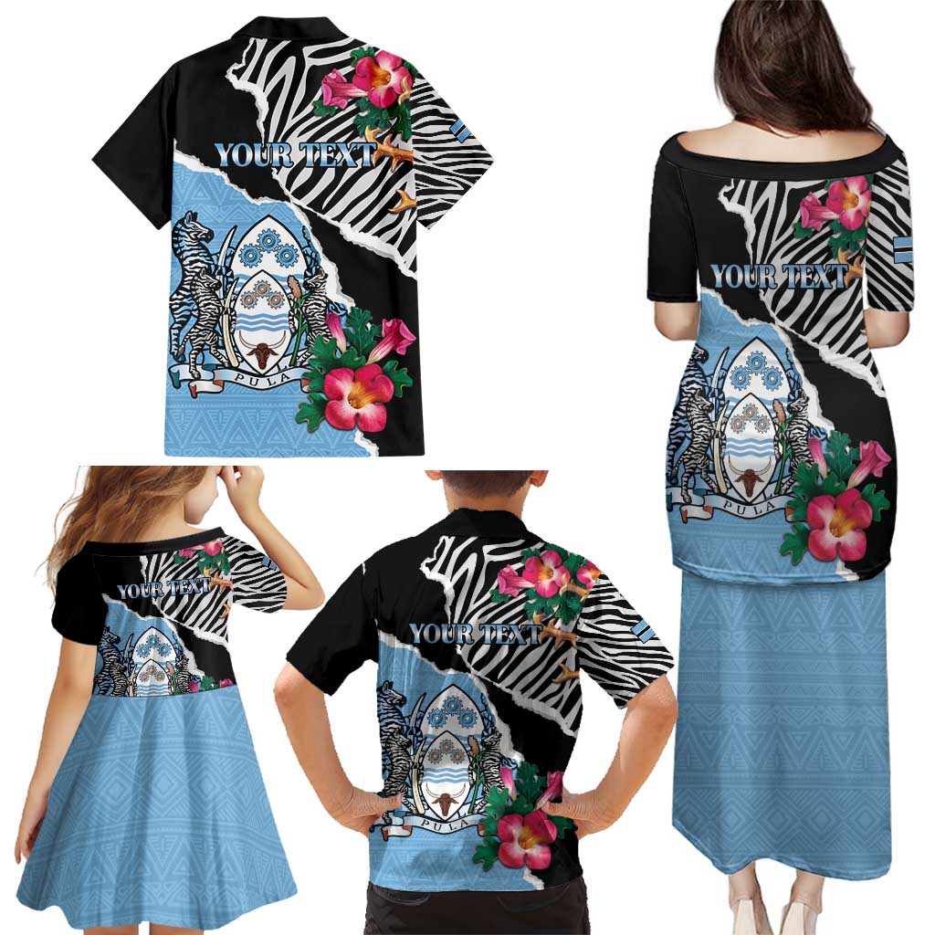 Personalized Botswana Independence Day Family Matching Puletasi and Hawaiian Shirt Coat Of Arms Devils Claw - Wonder Print Shop