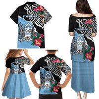 Personalized Botswana Independence Day Family Matching Puletasi and Hawaiian Shirt Coat Of Arms Devils Claw - Wonder Print Shop