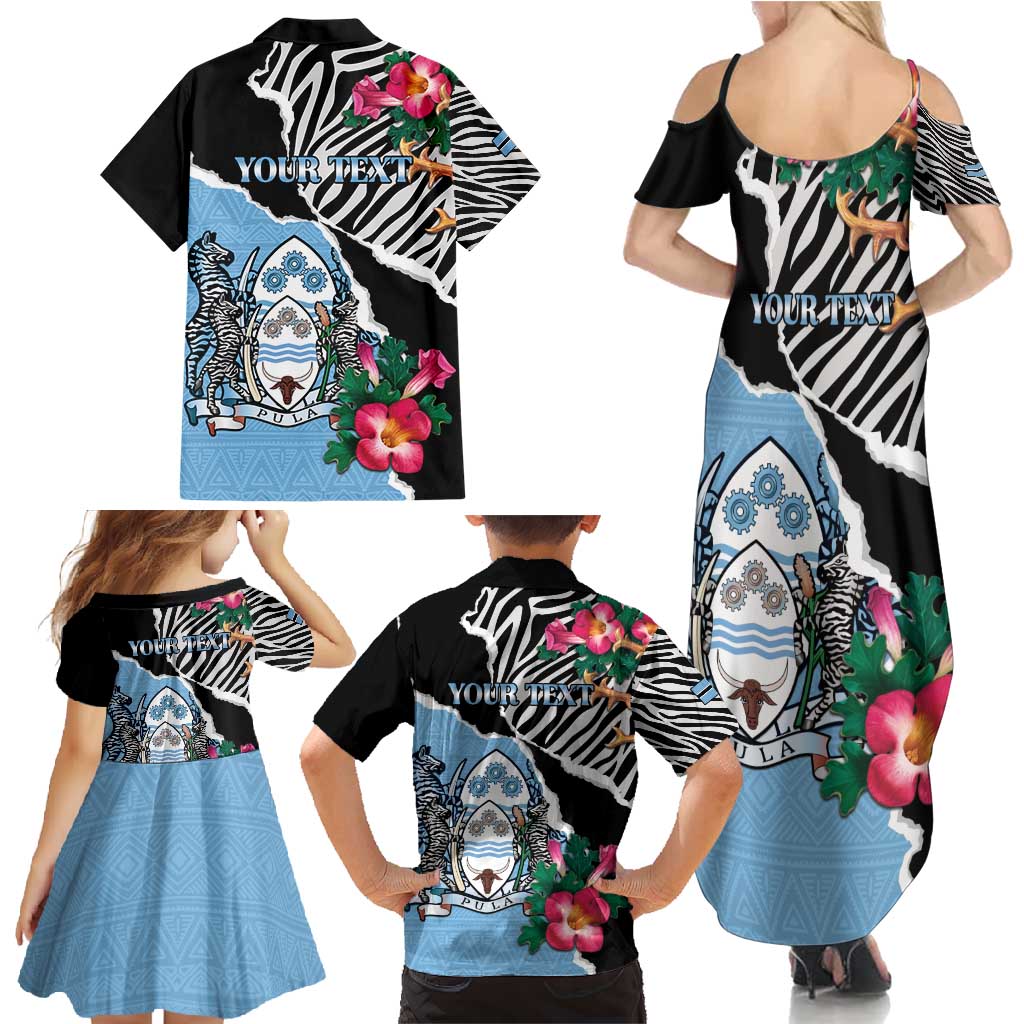 Personalized Botswana Independence Day Family Matching Summer Maxi Dress and Hawaiian Shirt Coat Of Arms Devils Claw - Wonder Print Shop