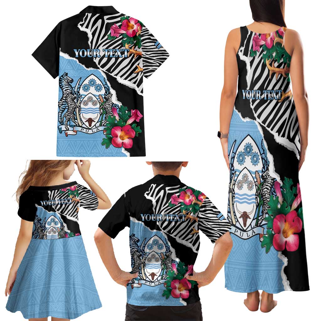 Personalized Botswana Independence Day Family Matching Tank Maxi Dress and Hawaiian Shirt Coat Of Arms Devils Claw - Wonder Print Shop