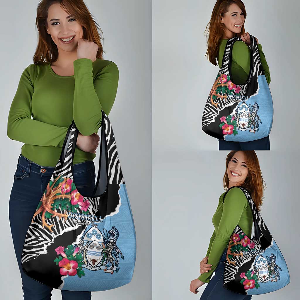 Botswana Independence Day Grocery Bag Coat Of Arms Devils Claw - Wonder Print Shop
