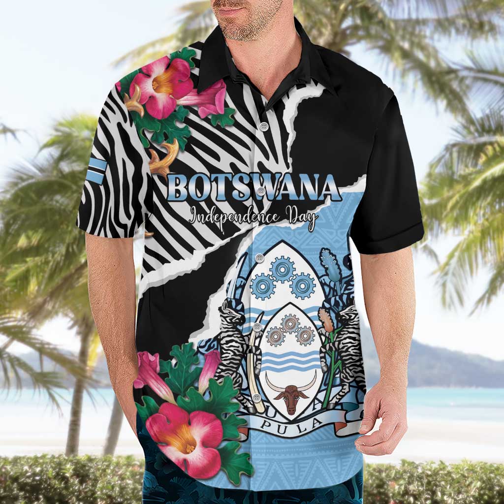 Personalized Botswana Independence Day Hawaiian Shirt Coat Of Arms Devils Claw - Wonder Print Shop