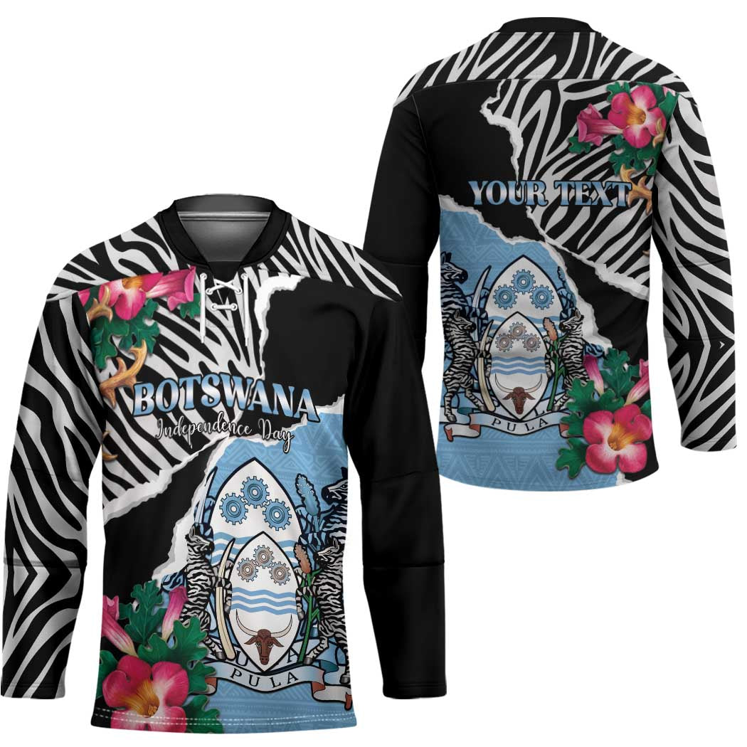 Personalized Botswana Independence Day Hockey Jersey Coat Of Arms Devils Claw - Wonder Print Shop