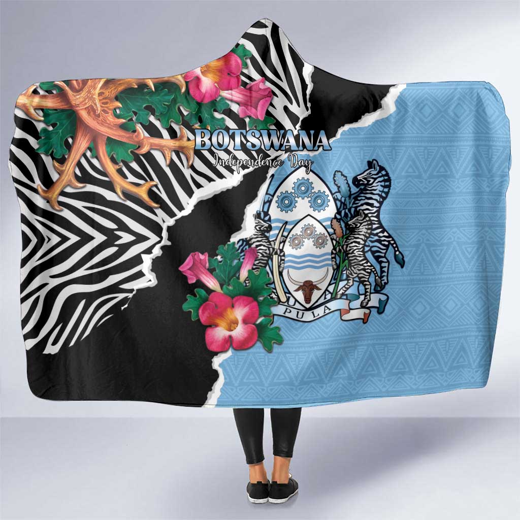 Botswana Independence Day Hooded Blanket Coat Of Arms Devils Claw - Wonder Print Shop