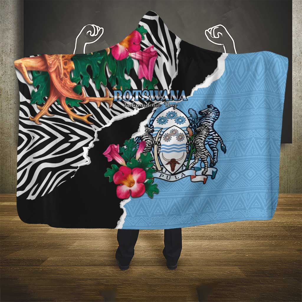 Botswana Independence Day Hooded Blanket Coat Of Arms Devils Claw - Wonder Print Shop
