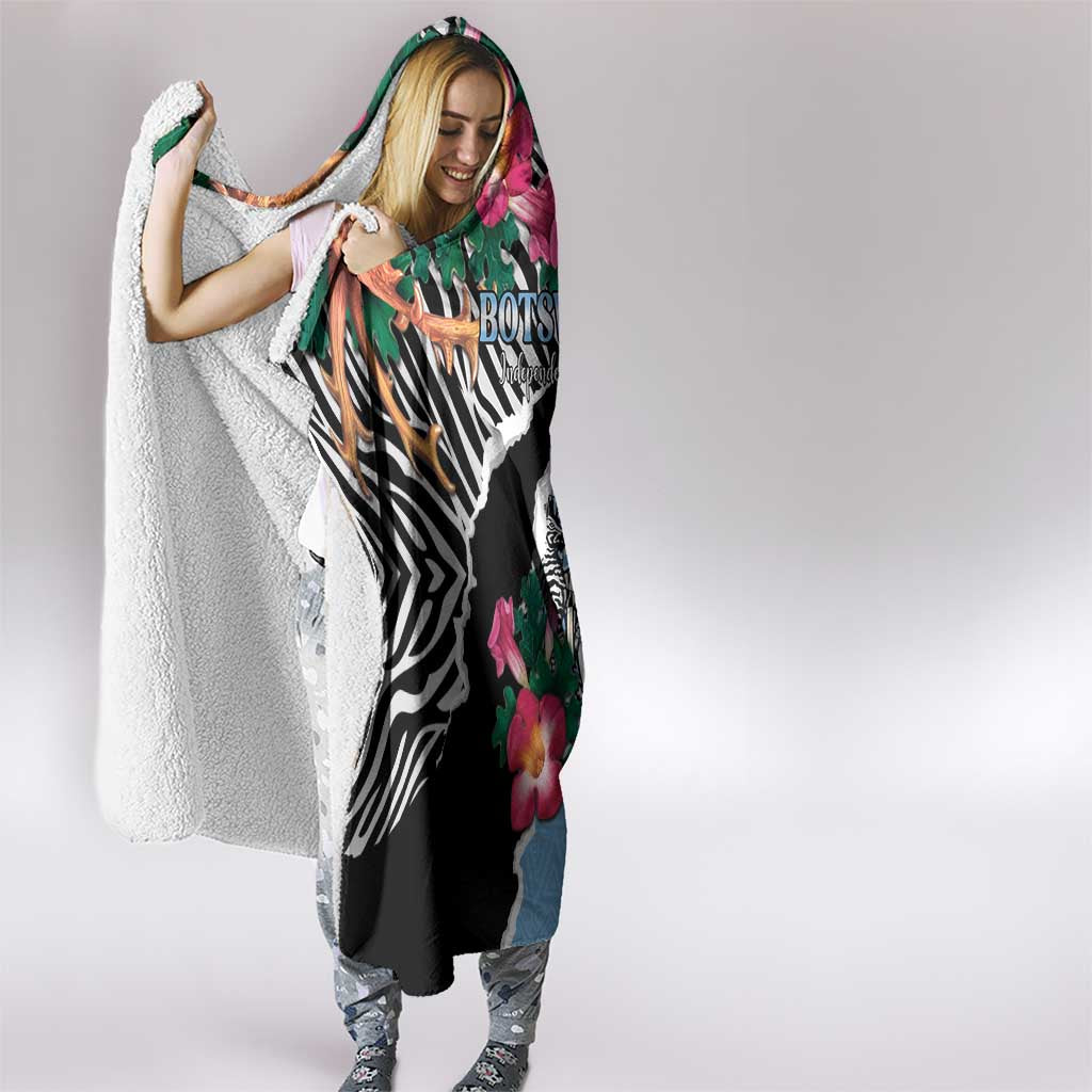 Botswana Independence Day Hooded Blanket Coat Of Arms Devils Claw - Wonder Print Shop