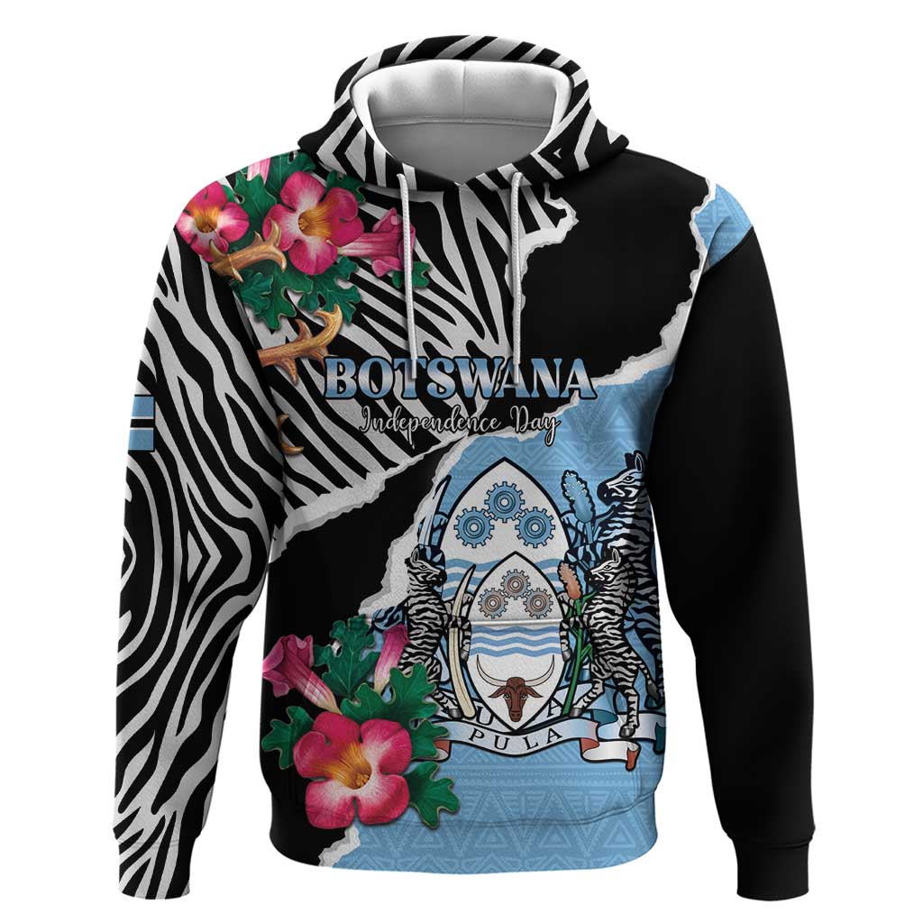 Personalized Botswana Independence Day Hoodie Coat Of Arms Devils Claw - Wonder Print Shop
