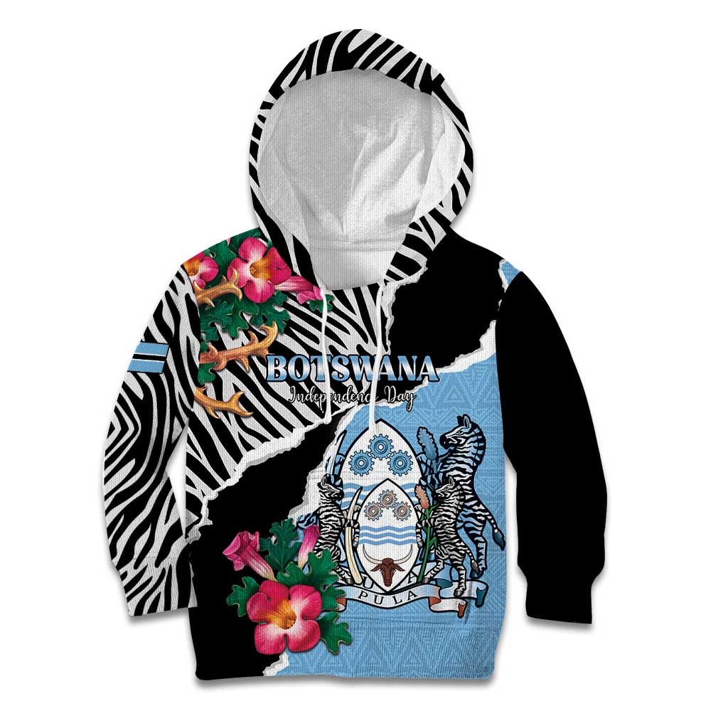 Personalized Botswana Independence Day Kid Hoodie Coat Of Arms Devils Claw - Wonder Print Shop