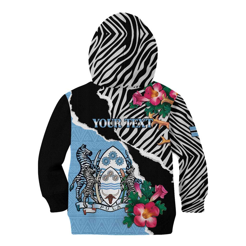 Personalized Botswana Independence Day Kid Hoodie Coat Of Arms Devils Claw - Wonder Print Shop