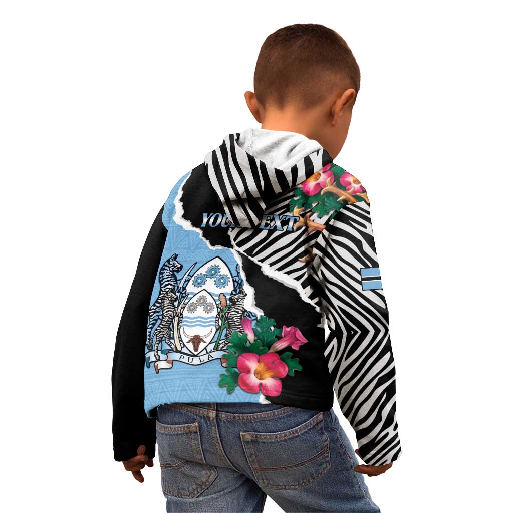 Personalized Botswana Independence Day Kid Hoodie Coat Of Arms Devils Claw - Wonder Print Shop