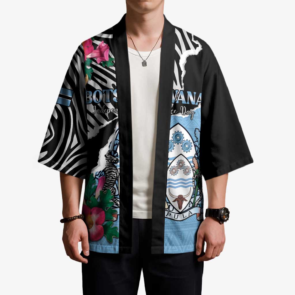 Personalized Botswana Independence Day Kimono Coat Of Arms Devils Claw - Wonder Print Shop