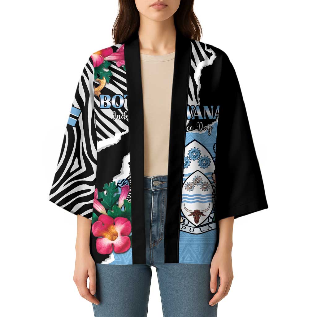 Personalized Botswana Independence Day Kimono Coat Of Arms Devils Claw - Wonder Print Shop