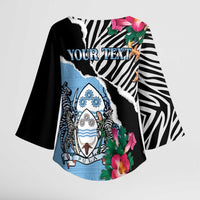 Personalized Botswana Independence Day Kimono Sleeve Blouse Coat Of Arms Devils Claw - Wonder Print Shop