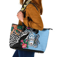 Botswana Independence Day Leather Tote Bag Coat Of Arms Devils Claw - Wonder Print Shop