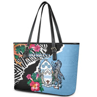 Botswana Independence Day Leather Tote Bag Coat Of Arms Devils Claw - Wonder Print Shop
