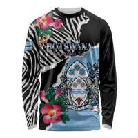 Personalized Botswana Independence Day Long Sleeve Shirt Coat Of Arms Devils Claw - Wonder Print Shop