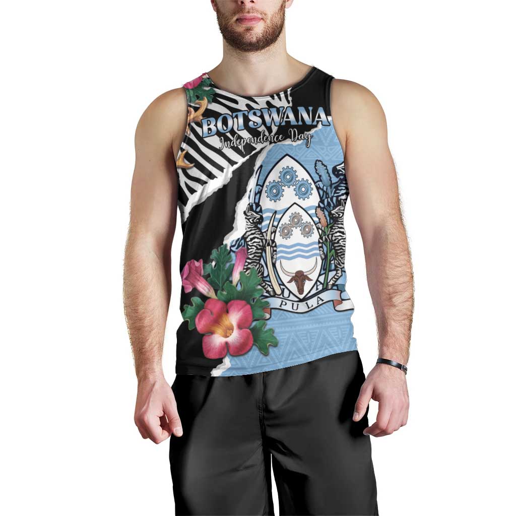 Personalized Botswana Independence Day Men Tank Top Coat Of Arms Devils Claw - Wonder Print Shop