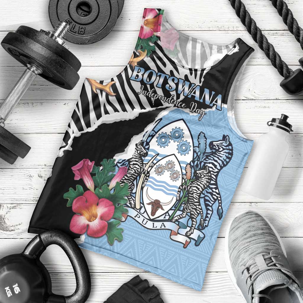 Personalized Botswana Independence Day Men Tank Top Coat Of Arms Devils Claw - Wonder Print Shop