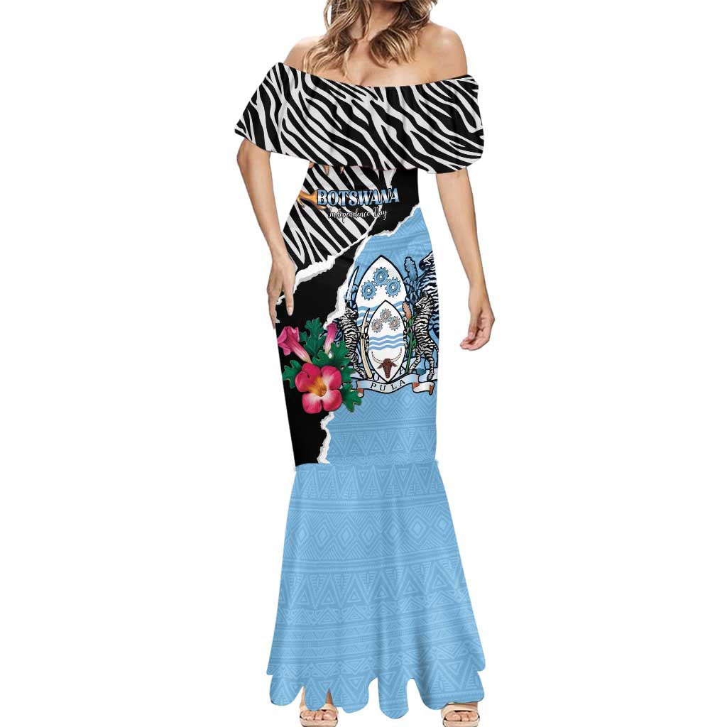 Personalized Botswana Independence Day Mermaid Dress Coat Of Arms Devils Claw - Wonder Print Shop