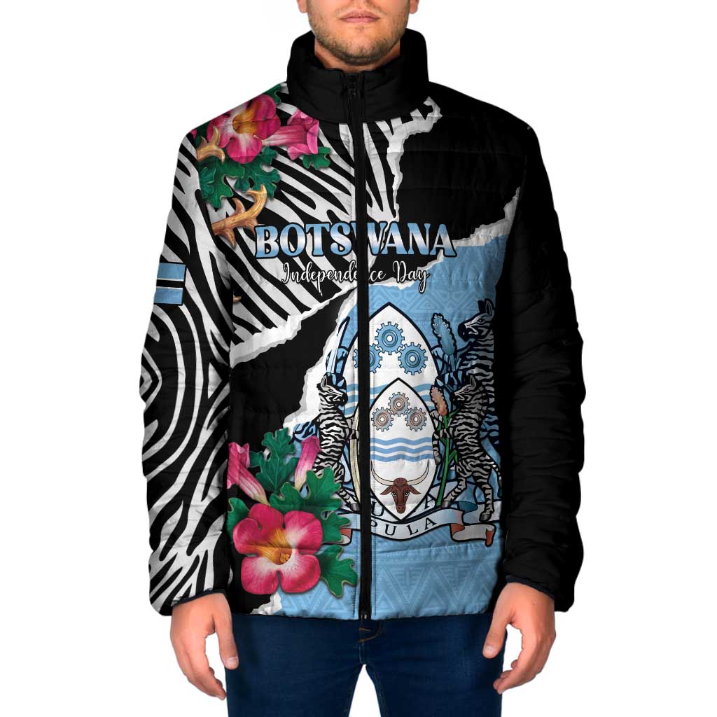 Personalized Botswana Independence Day Padded Jacket Coat Of Arms Devils Claw - Wonder Print Shop