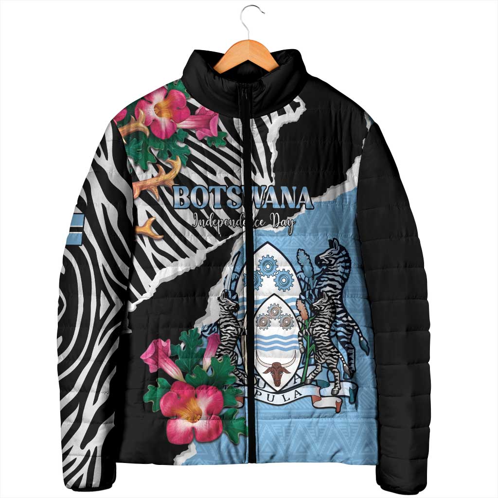 Personalized Botswana Independence Day Padded Jacket Coat Of Arms Devils Claw - Wonder Print Shop