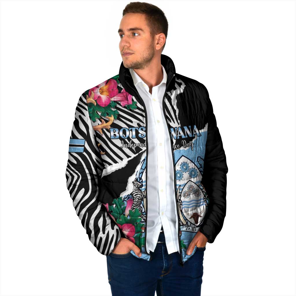 Personalized Botswana Independence Day Padded Jacket Coat Of Arms Devils Claw - Wonder Print Shop