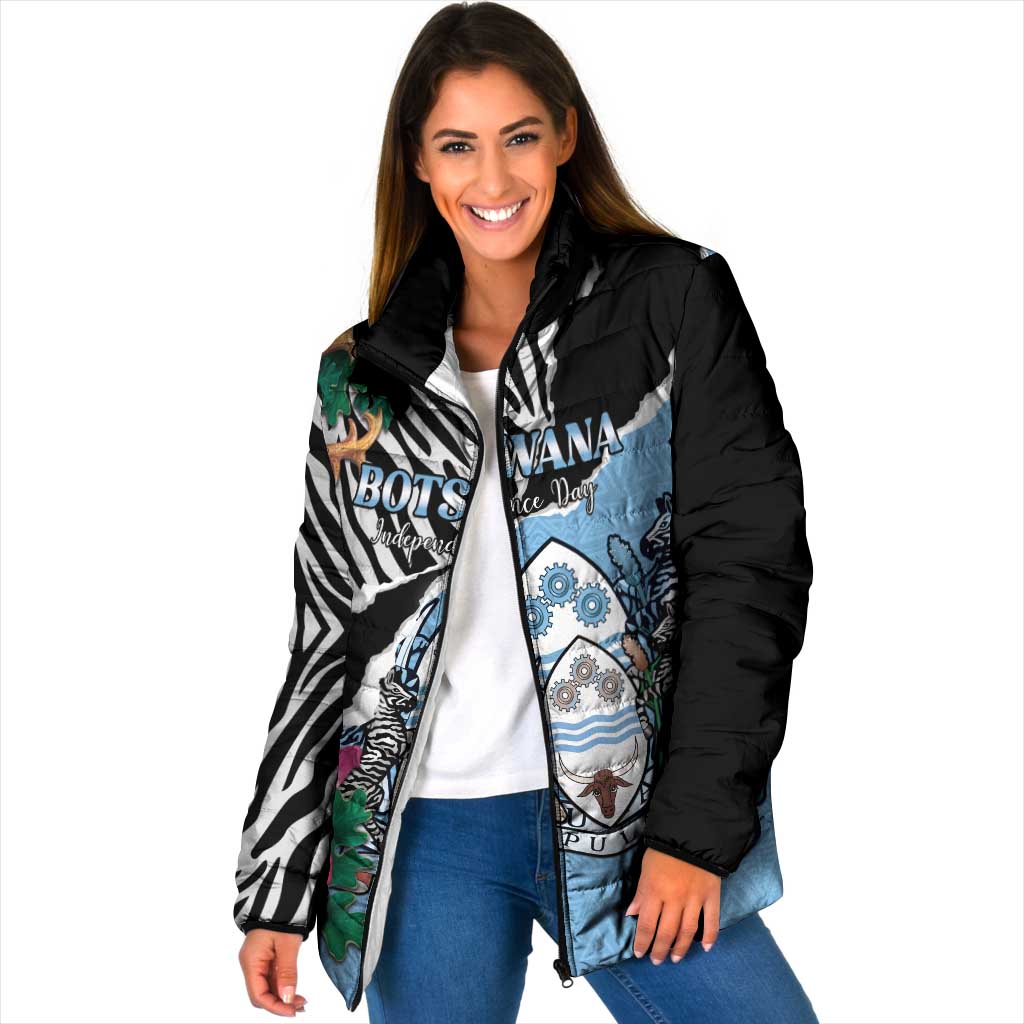 Personalized Botswana Independence Day Padded Jacket Coat Of Arms Devils Claw - Wonder Print Shop