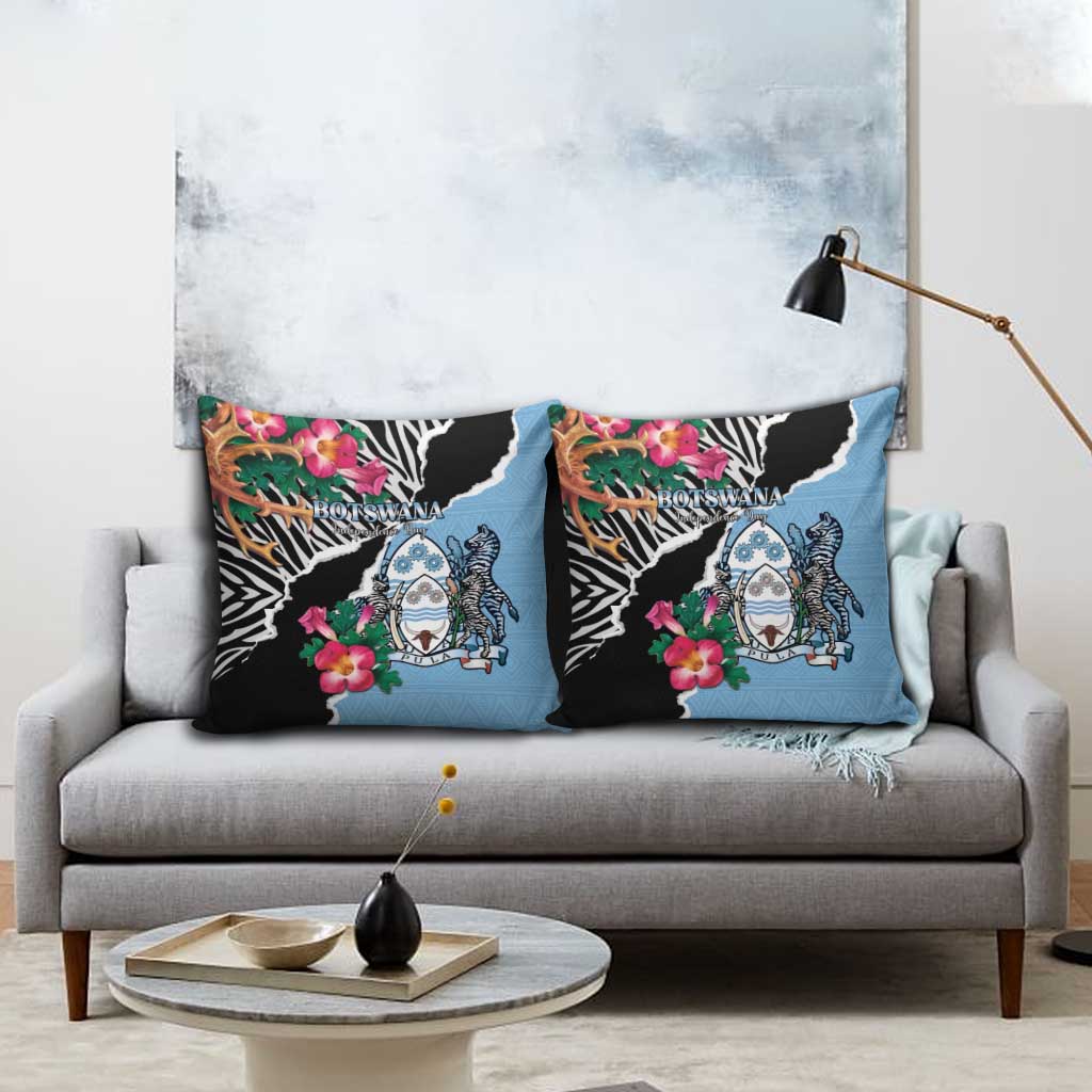 Botswana Independence Day Pillow Cover Coat Of Arms Devils Claw - Wonder Print Shop