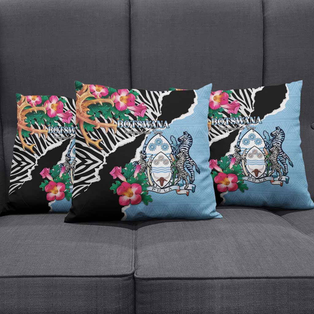 Botswana Independence Day Pillow Cover Coat Of Arms Devils Claw - Wonder Print Shop