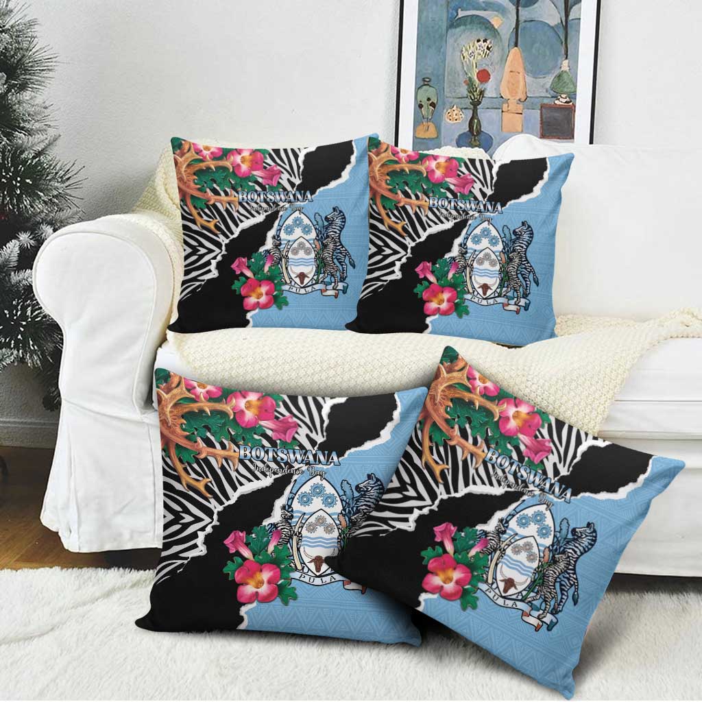 Botswana Independence Day Pillow Cover Coat Of Arms Devils Claw - Wonder Print Shop