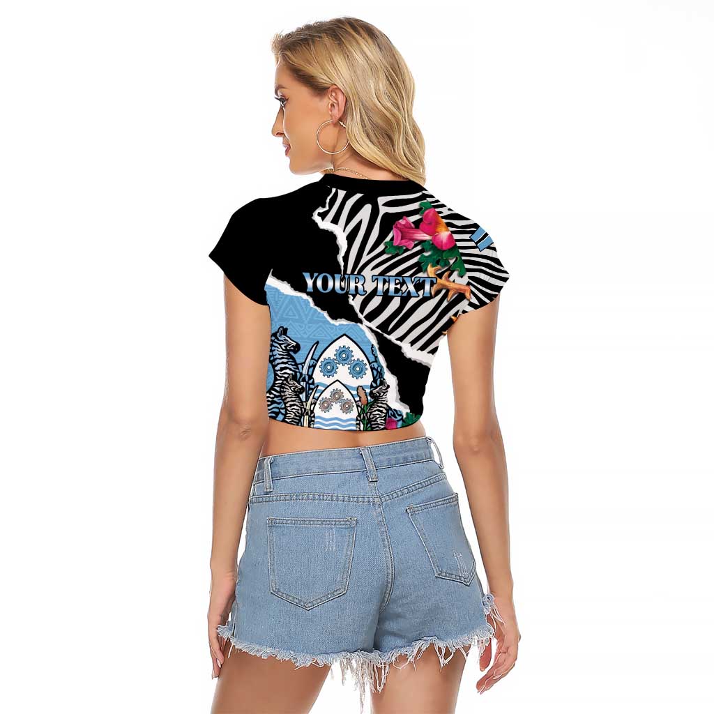 Personalized Botswana Independence Day Raglan Cropped T Shirt Coat Of Arms Devils Claw - Wonder Print Shop
