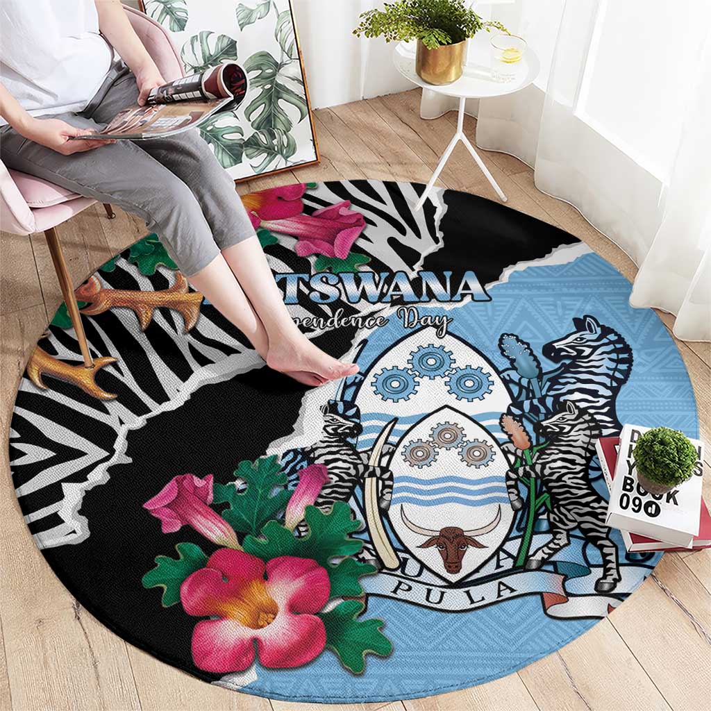 Botswana Independence Day Round Carpet Coat Of Arms Devils Claw - Wonder Print Shop