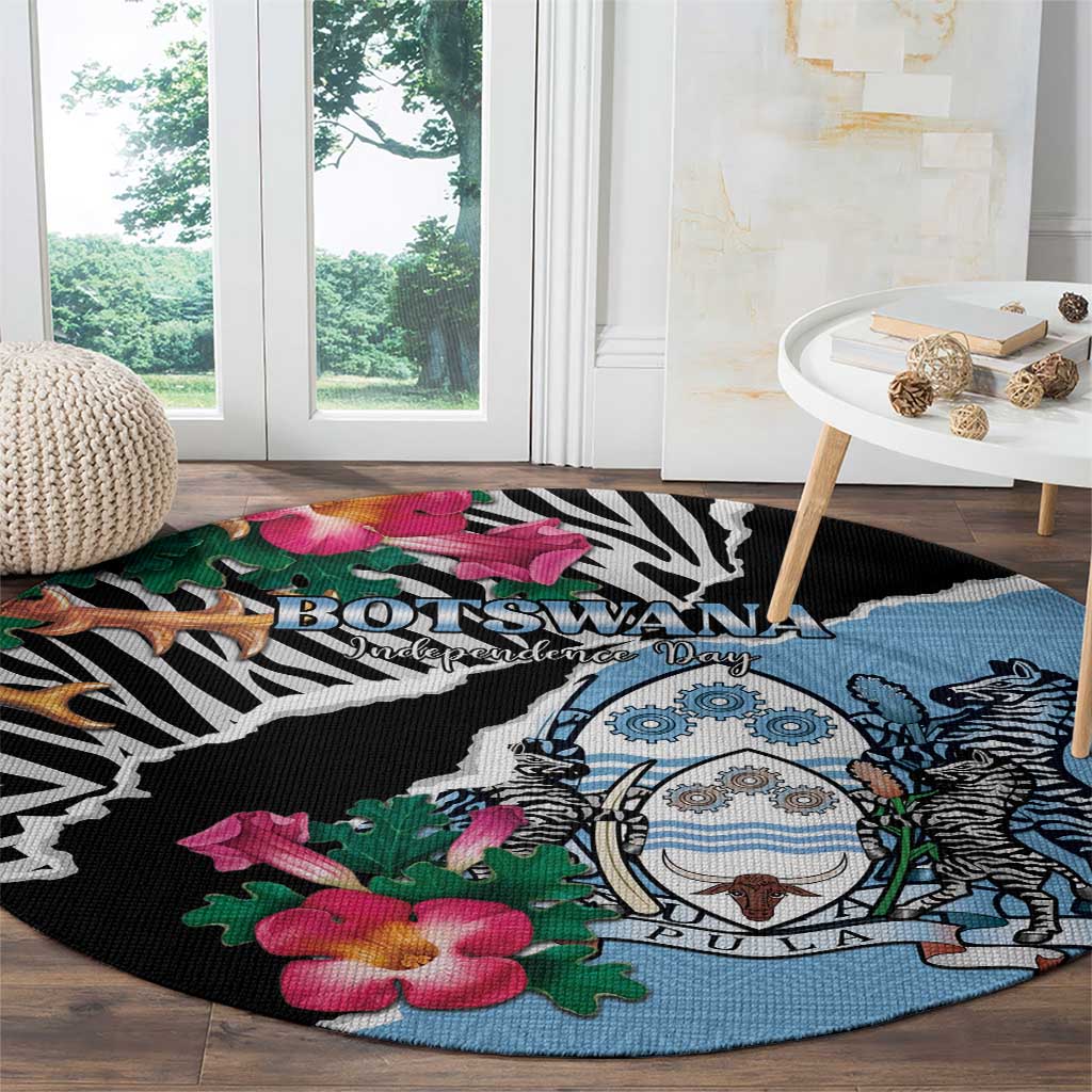 Botswana Independence Day Round Carpet Coat Of Arms Devils Claw - Wonder Print Shop