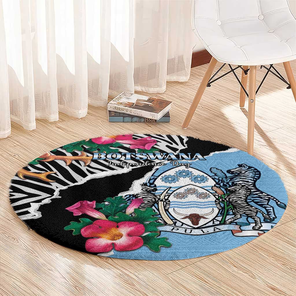 Botswana Independence Day Round Carpet Coat Of Arms Devils Claw - Wonder Print Shop