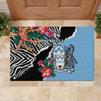 Botswana Independence Day Rubber Doormat Coat Of Arms Devils Claw - Wonder Print Shop