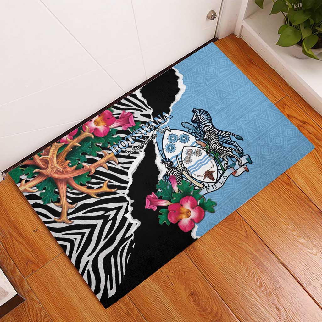Botswana Independence Day Rubber Doormat Coat Of Arms Devils Claw - Wonder Print Shop