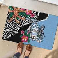 Botswana Independence Day Rubber Doormat Coat Of Arms Devils Claw - Wonder Print Shop