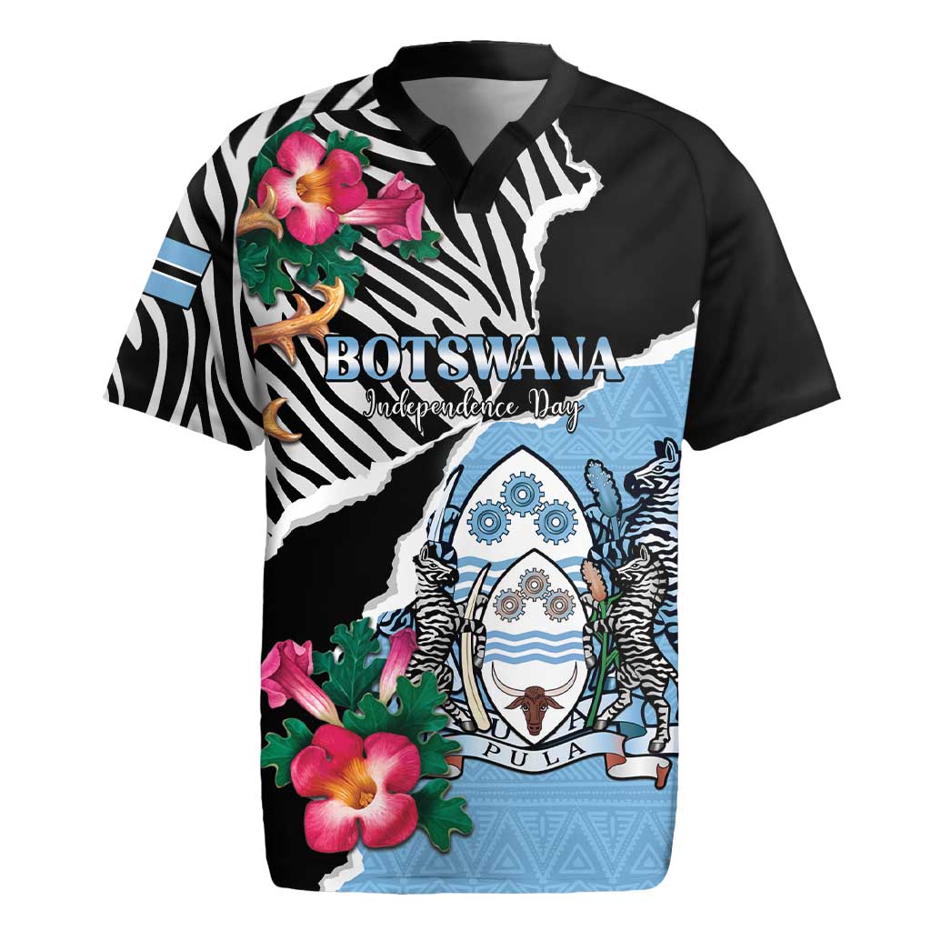 Personalized Botswana Independence Day Rugby Jersey Coat Of Arms Devils Claw - Wonder Print Shop