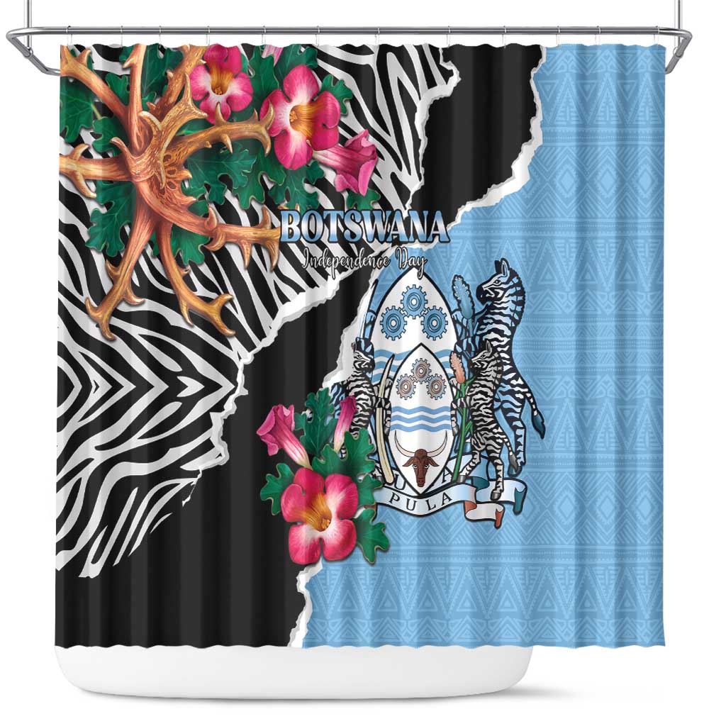 Botswana Independence Day Shower Curtain Coat Of Arms Devils Claw - Wonder Print Shop