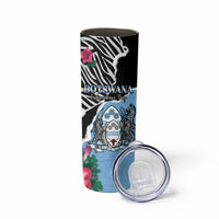 Personalized Botswana Independence Day Skinny Tumbler Coat Of Arms Devils Claw - Wonder Print Shop