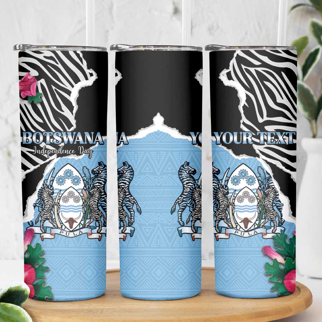 Personalized Botswana Independence Day Skinny Tumbler Coat Of Arms Devils Claw - Wonder Print Shop