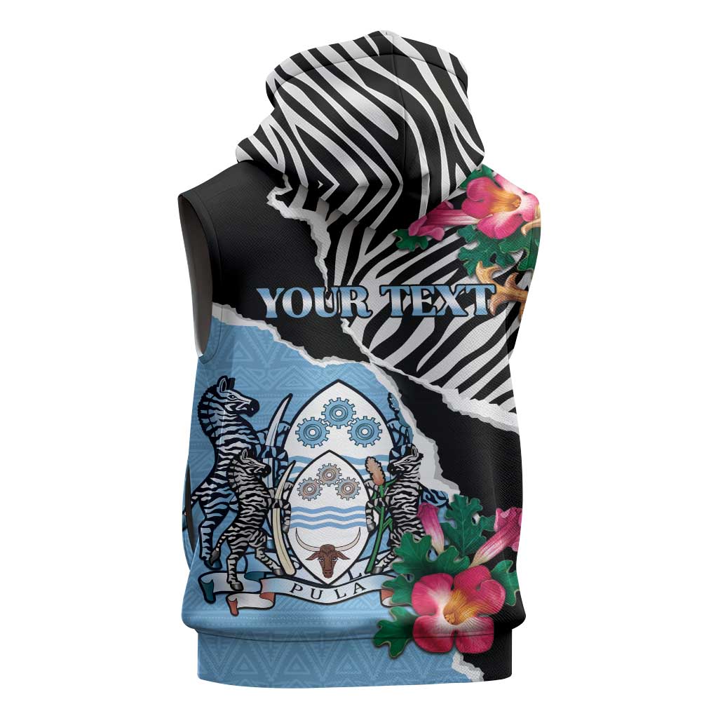 Personalized Botswana Independence Day Sleeveless Hoodie Coat Of Arms Devils Claw - Wonder Print Shop