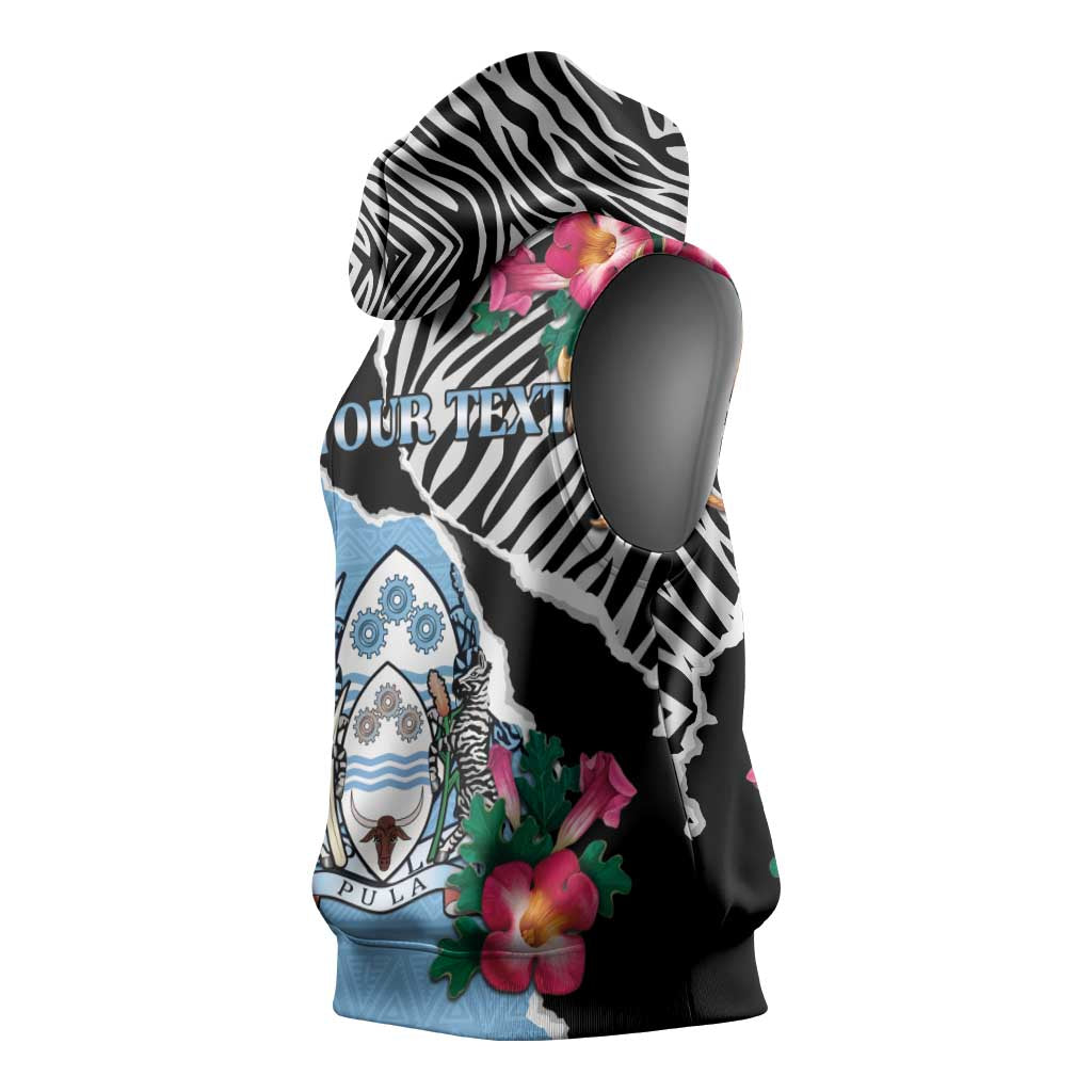 Personalized Botswana Independence Day Sleeveless Hoodie Coat Of Arms Devils Claw - Wonder Print Shop
